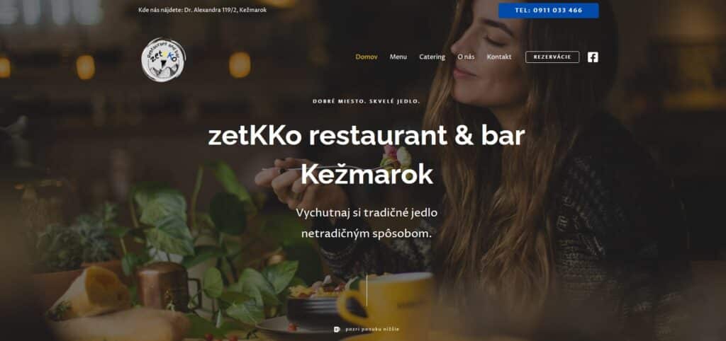 zetKKo restaurant & bar Kežmarok, úvodná obrazovka