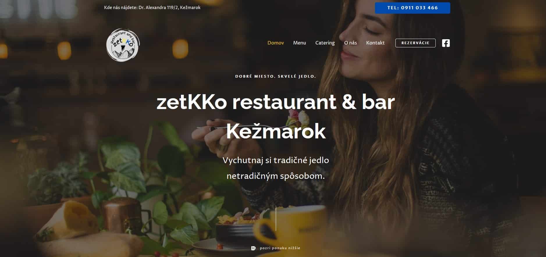 zetKKo restaurant & bar Kežmarok, úvodná obrazovka