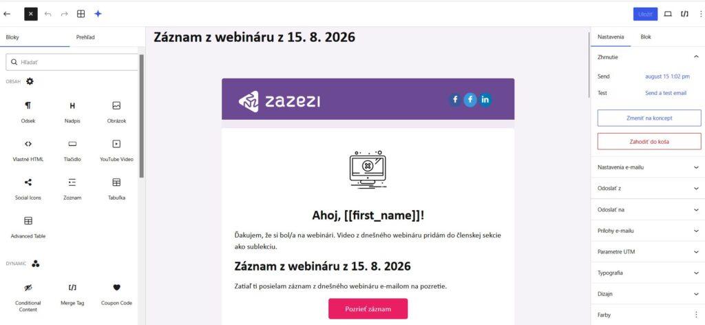 Kurz o e-mailingu, ukážka tvorby newslettra.